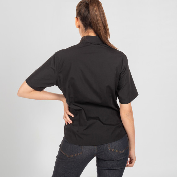 Women's blouse with mao collar and short sleeves, poplin fabric redline UNIFORMES GARY'S 288300
