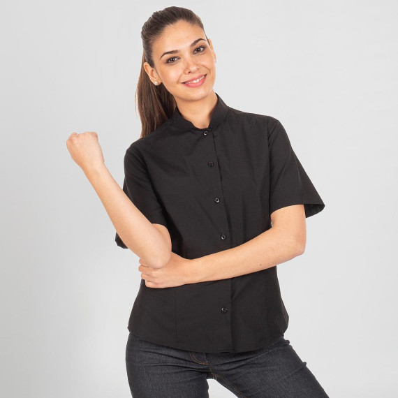 Blusa da donna con colletto mao e maniche corte, tessuto popeline redline UNIFORMI GARY'S 288300