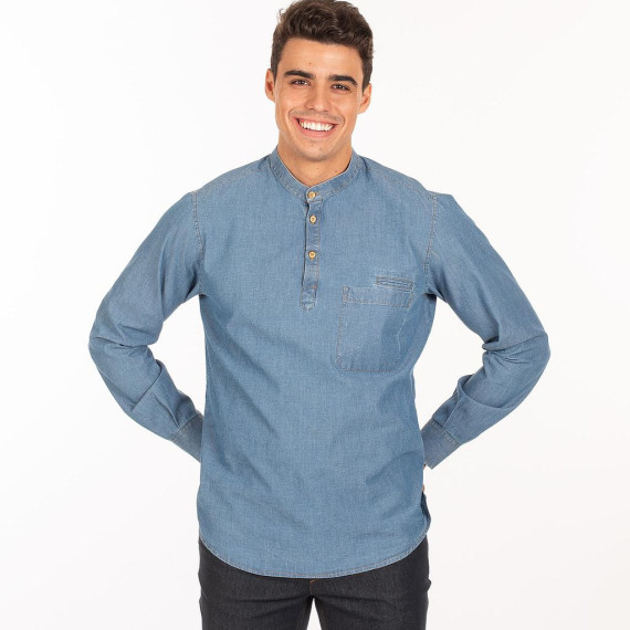 Camicia colletto mao, tessuto POPOLINO DENIM LAVATO SLIM FIT ROMEO UNIFORMI GARY'S 298200