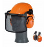 Orange earmuffs mounted on helmet 28 dB H31 3M PELTOR