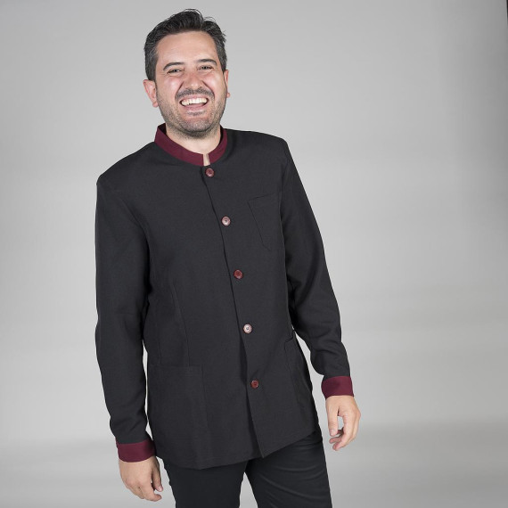 Veste pour hommes à manches longues et au cou de Mao combiné, tissu Strech 100% 963000