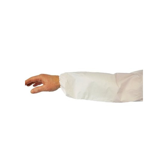 Manguito en polipropileno laminado con polietileno con puño elástico blanco, talla standard, 444 (300 Manguitos)