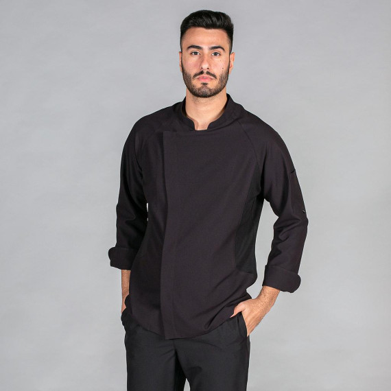 Men's kitchen jacket with long sleeves and cuff roll-up, tissue microfiber elastic crespo 949700