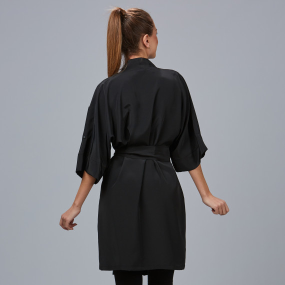 Tunique Unisexe avec manches 3/4 avec poches et ceinture, noir, en tissu PLANA MARROQUINE CANNA UNIFORMES GARY'S 596900
