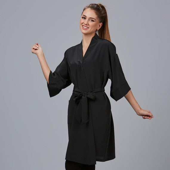 Tunique Unisexe avec manches 3/4 avec poches et ceinture, noir, en tissu PLANA MARROQUINE CANNA UNIFORMES GARY'S 596900