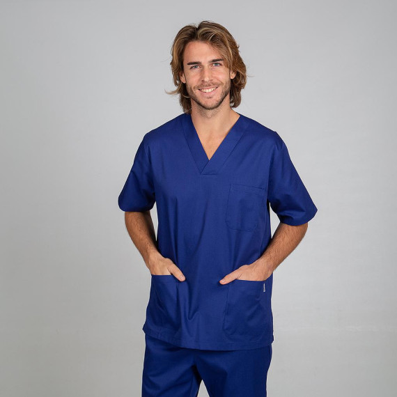 Unisex Kurzarm-Bluse mit V-Ausschnitt, erhältlich in verschiedenen Farben, aus SARGA UNIFORMES GARY'S 603000 Stoff.