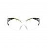 Óculos de proteção incolores com moldura verde preta, anti-riscos 3M