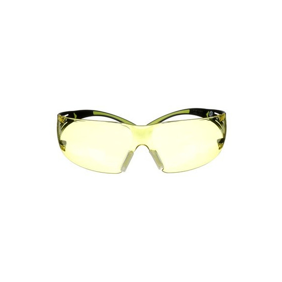 Occhiali protettivi con montaggio nero / verde Lente ambra, anti-lancio e antimizzazione 3m. Rif: SF403AF