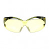 Óculos de proteção com lente âmbar, armação preta/verde, anti-riscos e anti-embaciamento 3M