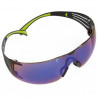 Anti-scratch black/green frame safety glasses, blue mirror lens 3M