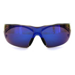 Gafas de seguridad de montura negro/verde antirrayaduras, lente de espejo azul 3M. REF: SF408AS