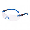 Les lunettes de sécurité à lentille incolore montée en bleu/noir antifouling ScotchgardTM (K et N) 3M